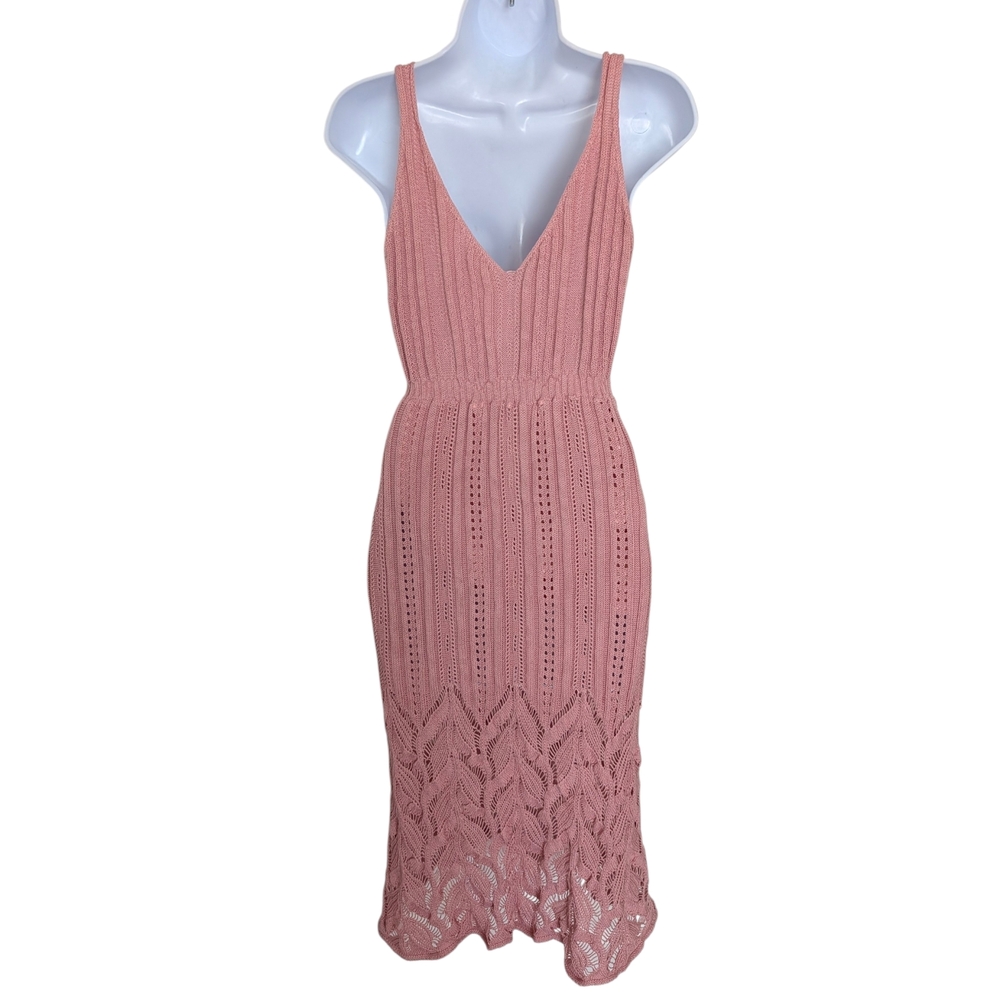Sleeveless Pink Knit Midi Dress - Picture 4 of 9